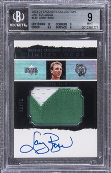 2003-04 UD "Exquisite Collection" Limited Logos #LB Larry Bird Signed Game Used Patch Card (#23/75) – BGS MINT 9/BGS 10